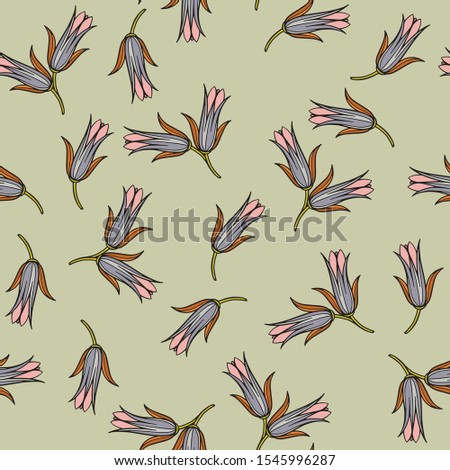 Abstract floral botanical organic leaves and flowers shapes seamless pattern. Template of trendy contemporary style collage for flyer, card, brochure and social media post background.