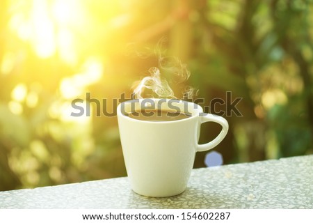 morning coffee with sunlight. Royalty-Free Stock Photo #154602287