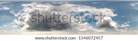 blue sky with beautiful clouds. Seamless hdri panorama 360 degrees angle view  with zenith for use in 3d graphics or game development as sky dome or edit drone shot