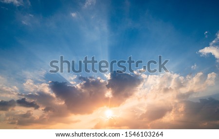 Sunset sky background,Landscape blue sky with clouds nature concept for cover banner background. Royalty-Free Stock Photo #1546103264
