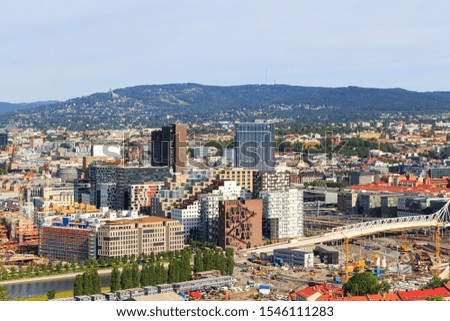 Oslo, Norway. Panorama of the business part of the city without signs