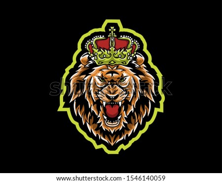 Awesome lion with crown logo mascot vector illustration
