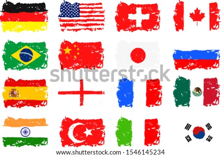 Brush strokes effect with  flags.