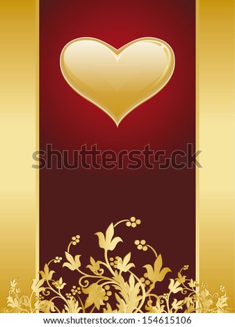 Valentine card with gold decoration and heart shape