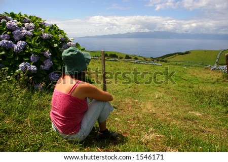 woman on the azores fields