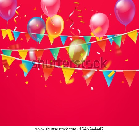 Holiday background with ballons and flags
