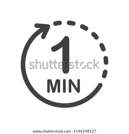 One minute icon. Symbol for product labels. Different uses such as cooking time, cosmetic or chemical application time, waiting time ... Royalty-Free Stock Photo #1546248527