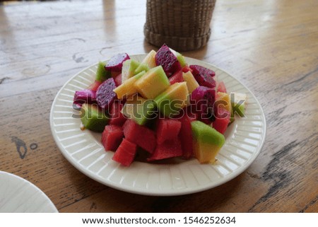 Tropical Fruits Salad Plate for Breakfast