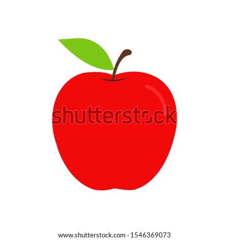 Flat icon red apple isolated on white background. Vector illustration.
