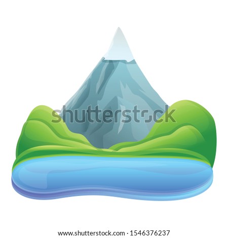Mountain lake icon. Cartoon of mountain lake vector icon for web design isolated on white background