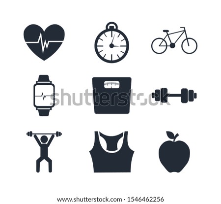 bundle of fitness set icons vector illustration design