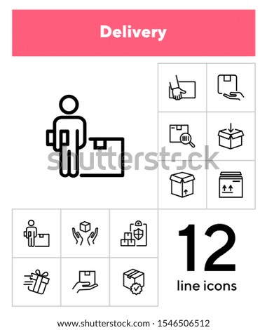 Delivery line icon set. Courier, gift, parcel. Shipment concept. Can be used for topics like postal service, logistics, internet store