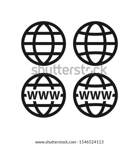 Website globe symbol with world wide web text. Globe with www black vector icon.