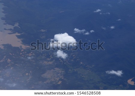 White cloudy with blue sky background. Cloud landscape high angle view