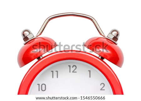 Close up retro alarm clock on white