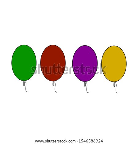 Lots of balloons in a flat cartoon style isolated on a white background. Vector collection