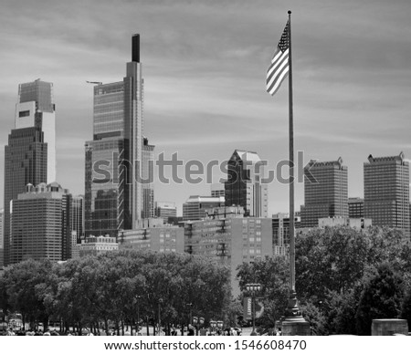 Landscape of Philadelphia Pennsylvania in Black and White