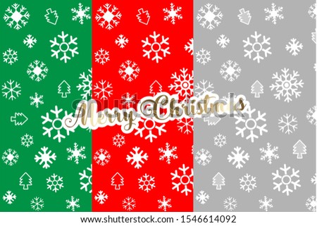Set of Christmas Cards, seamless patterns, Vector illustration.