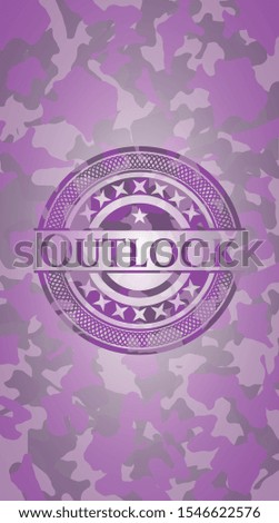 Outlook pink camouflaged emblem. Vector Illustration. Detailed.