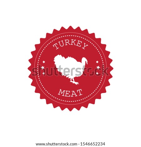 Vector flat retro red round logo with turkey silhouette isolated on white background