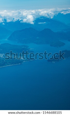Islands, Snow mountain, and pacific ocean