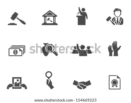 Auction icons in black & white. Royalty-Free Stock Photo #154669223