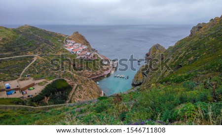 Landscape picture of the large Berlenga Island situated in the Berlenga archipelago facing Peniche