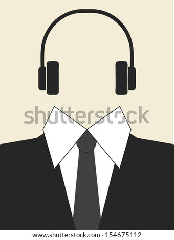 Illustration of gentleman suit and headphone