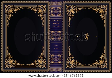 Vintage book cover design. Classic ornament. Royal style design. Golden frames.