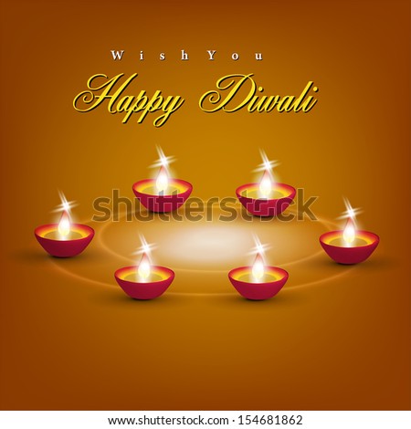 Abstract dewali design with shiny vector diya on beautiful color background.