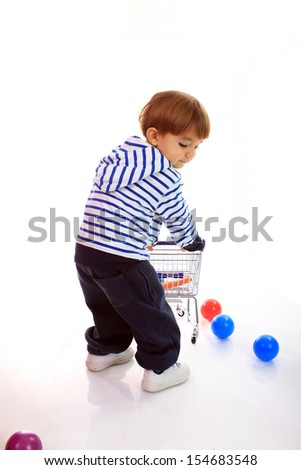 young boy with delicious fruit car