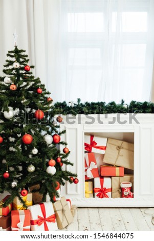Christmas tree with gifts new year holiday winter decor