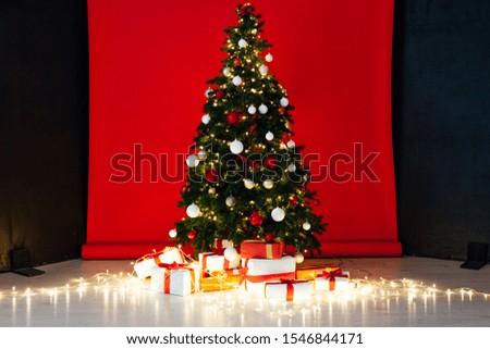 Christmas tree with gifts of the new year decor holiday