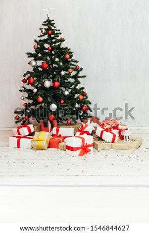 Christmas tree with gifts new year holiday winter decor