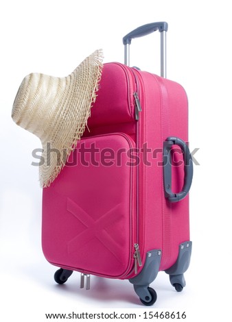 Summer time -Travel bag and straw hat Royalty-Free Stock Photo #15468616