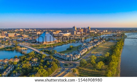 Downtown Memphis, Tennessee, USA Skyline Aerial.