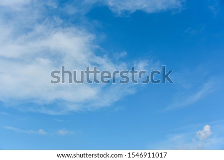 Clear and clean of blue sky and white clouds for nature background in the summer