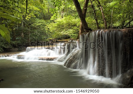 Waterfall (Huai Mae Kamin) in Kanchanaburi,Thailand.