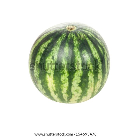 Green striped watermelon isolated on white background