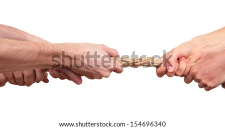 Tug of war, isolated on white