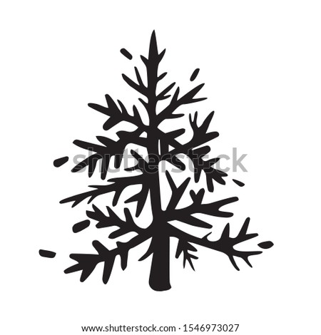 black Christmas tree logo on white background, silhouette, vector 