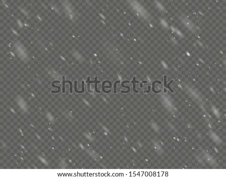 Effect - falling Christmas shining snow. Snowstorm or blizzard. Heavy snowfall. Isolated on transparent background. EPS 10