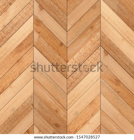 Untreated light parquet floor with herringbone pattern. Wood texture for background. Wooden wall made of thin planks.