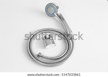 Shower head for bathroom and wall mount on white background.