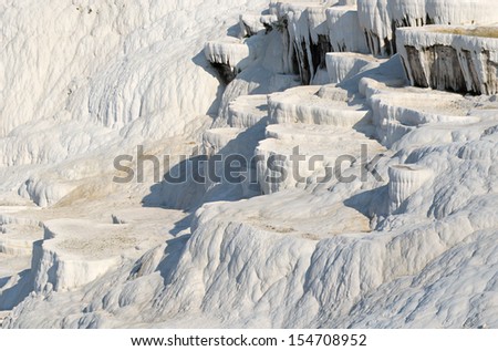 Hot springs and white travertines terraces in Pammukale, Turquey, Europe