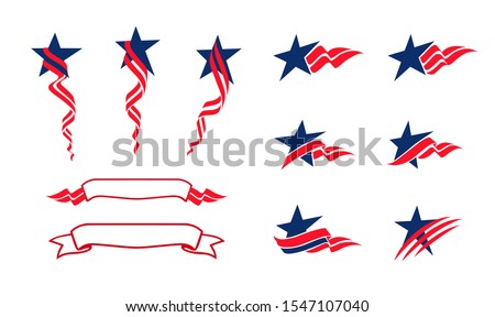 Patriotic Border, 4th of July, Аmerican set of design elements, Stars and stripes, Flag, Star, Logo