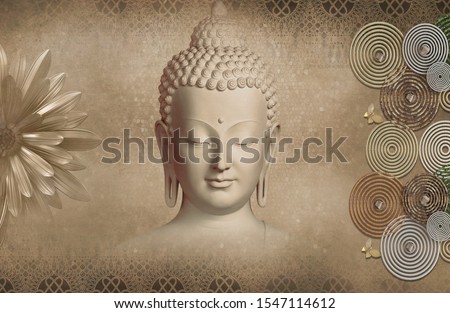 buddha golden flower with circles and Green leaf