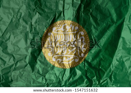 Rohingya flag painted on crumpled paper background