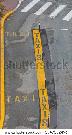 Empty Taxi Parking Lane in France Aerial