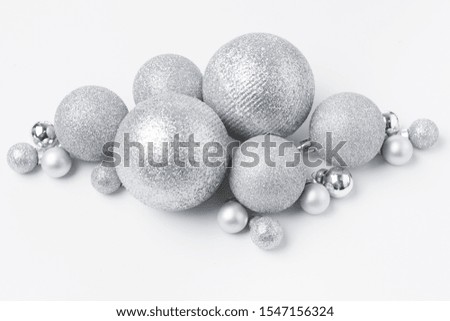 Christmas tree baubles isolated on white background